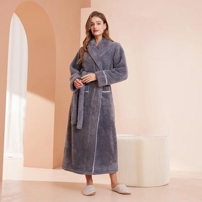 Floroux winter bathrobe | Soft flannel gown | Comfortable coat for women and men