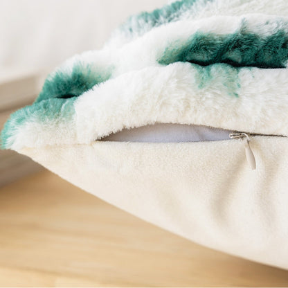 Couvercle de coussin en fausse fourrure rayé de couleur dégradée