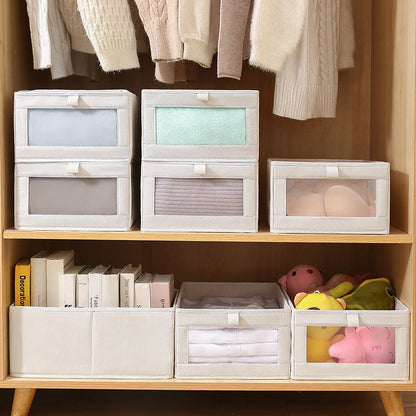 Boîte de rangement en coton avec fenêtre de visualisation