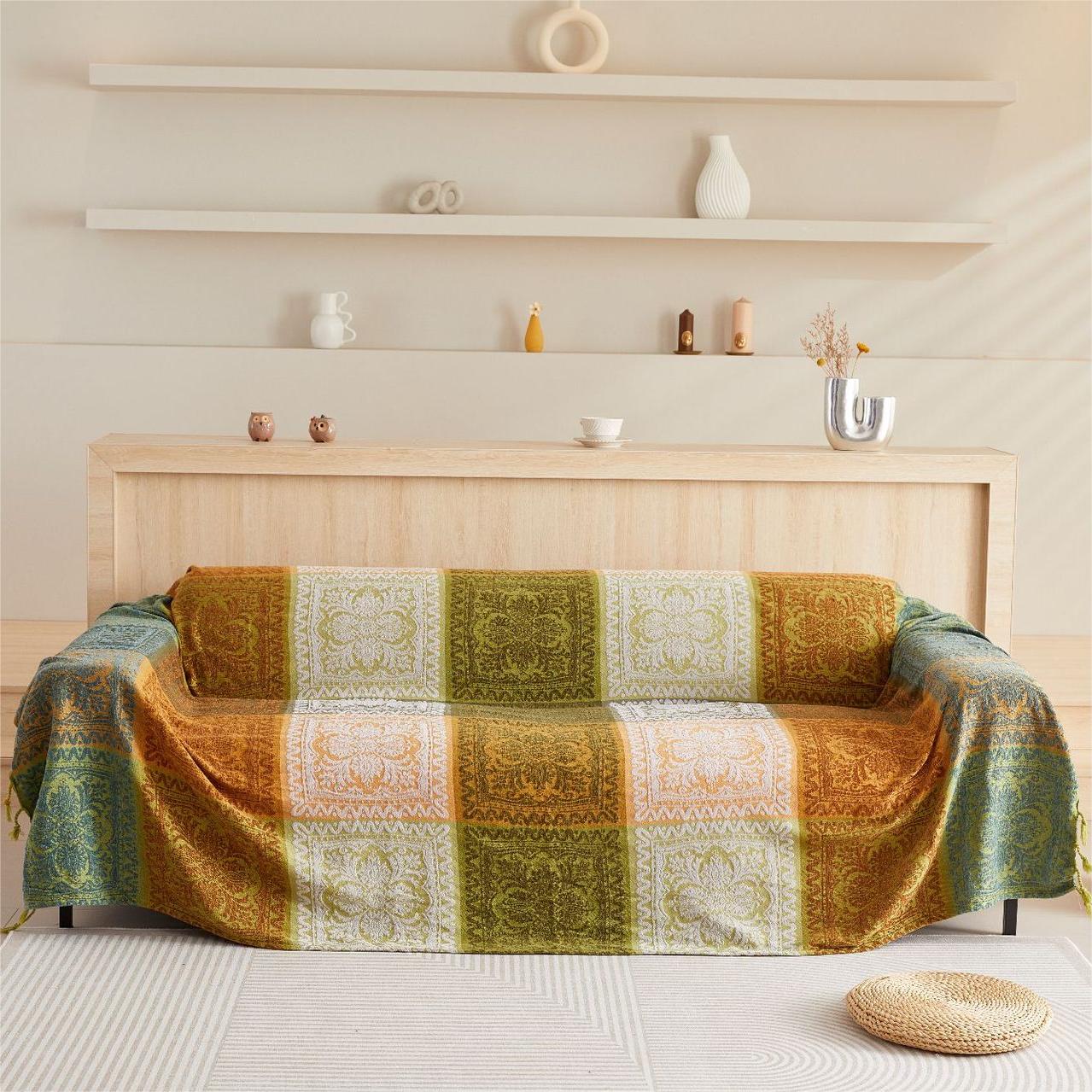 Couvre-canapé / Couvre-lit de style tribal aux couleurs vibrantes