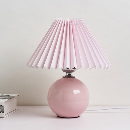 Floroux Pleated Design Table Lamp | Ceramic Base | Ambient Light | Minimalist Design | Interior Decorator
