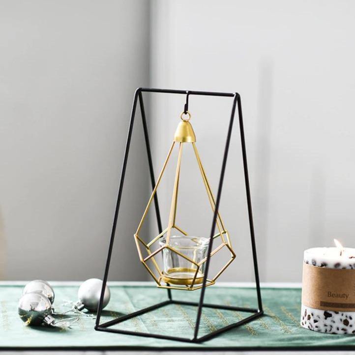 Floroux Geometric Hanging Candle Holder or Iron Vase | Modern Design | Versatile Decor