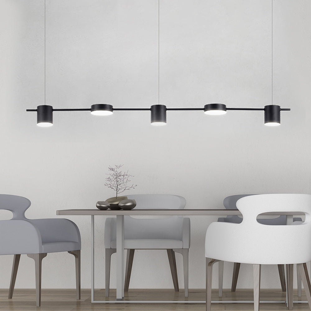 LumiModern – Suspension en aluminium noir/or à 3 ou 5 lumières