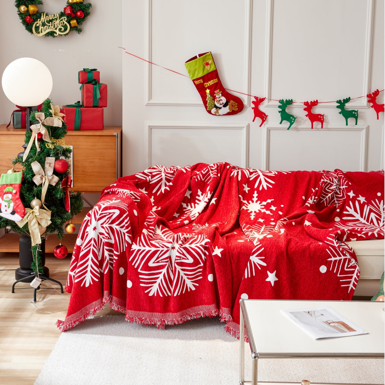 Décor de maison de vacances Housse de canapé de Noël Housse de canapé pour chien