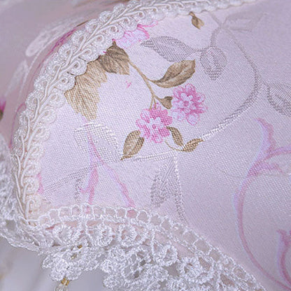 Floroux Lampe de Table Européenne | Tissu & Dentelle | Élégante Base en Résine Lumineuse | Décoration & Éclairage