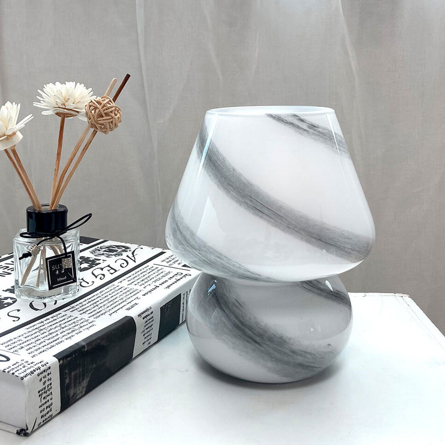 Lampe à champignon en verre design planétaire fait à la main 1 lumière