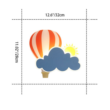 Floroux LED Applique Murale | Design Créatif de Montgolfière & de Nuage | Pour Chambre d'Enfant | Lumière Blanc Chaud & Blanche