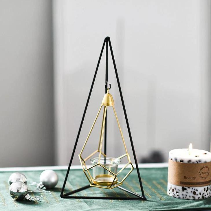 Floroux Geometric Hanging Candle Holder or Iron Vase | Modern Design | Versatile Decor