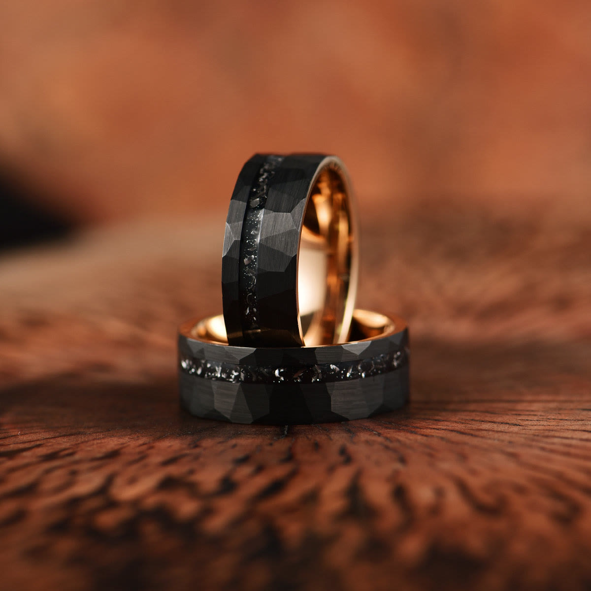 Ares - Bague en carbure de tungstène tourmaline noire de 8 mm