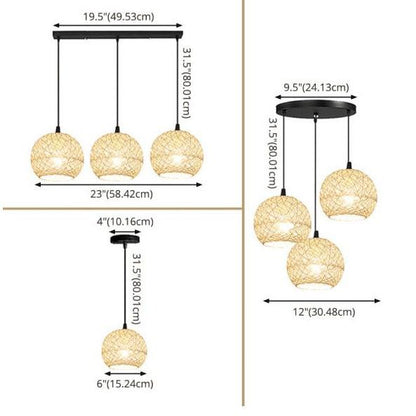 Floroux – Woven rattan pendant light beige | 1/3 lights | Elegant design