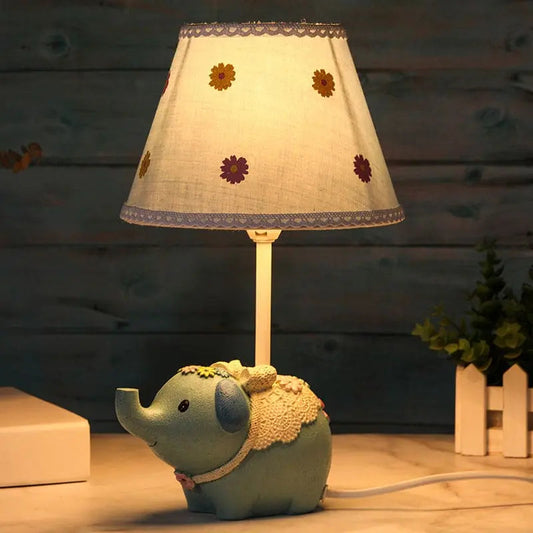 ÉlégantÉléphant - Lampe de Table avec Motif Floral et Base Éléphant