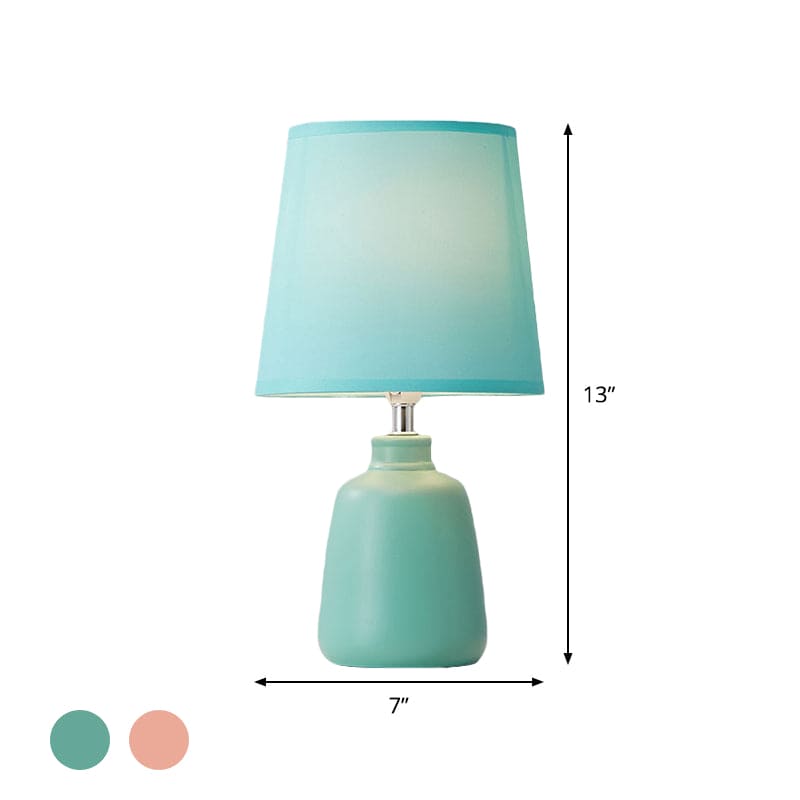 Floroux – Vase en céramique nordique Lampe avec abat-jour en tissu conique