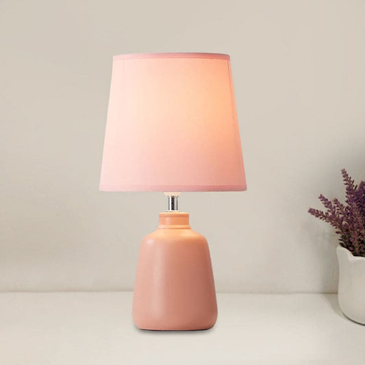 Floroux – Vase en céramique nordique Lampe avec abat-jour en tissu conique