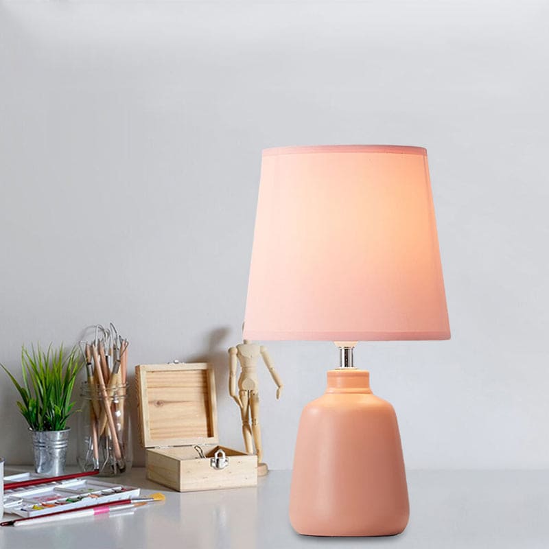 Floroux – Vase en céramique nordique Lampe avec abat-jour en tissu conique