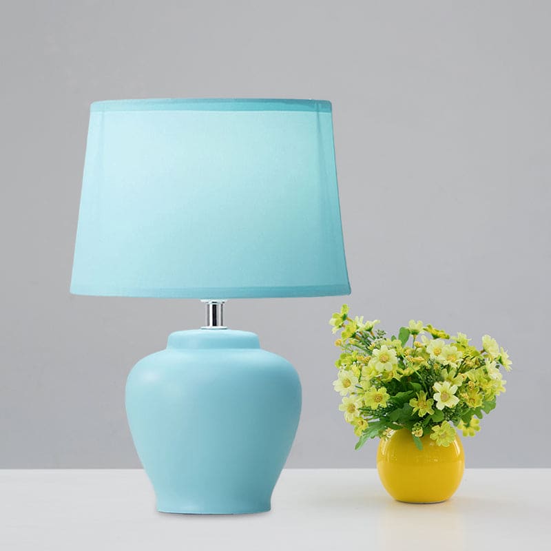 Floroux – Vase en céramique nordique Lampe avec abat-jour en tissu conique