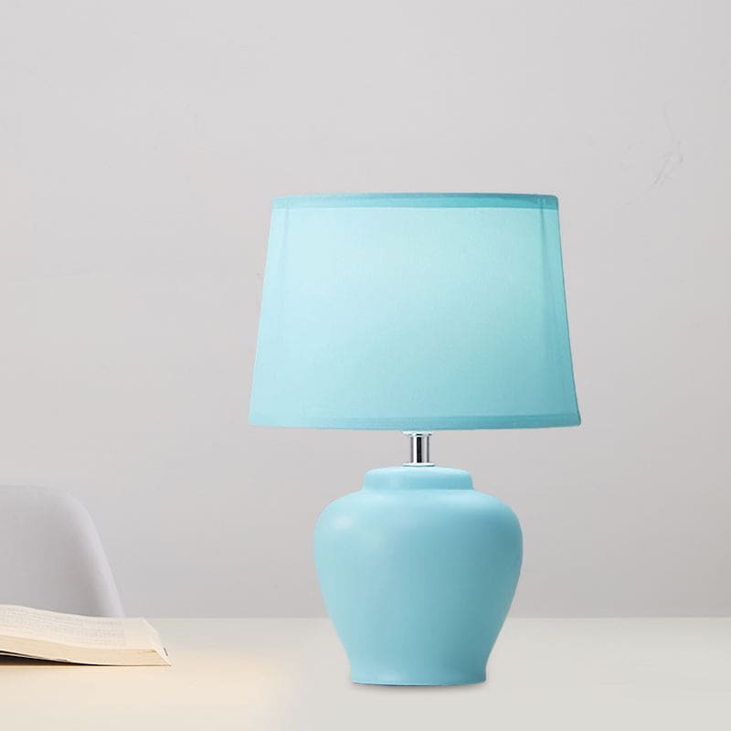 Floroux – Vase en céramique nordique Lampe avec abat-jour en tissu conique