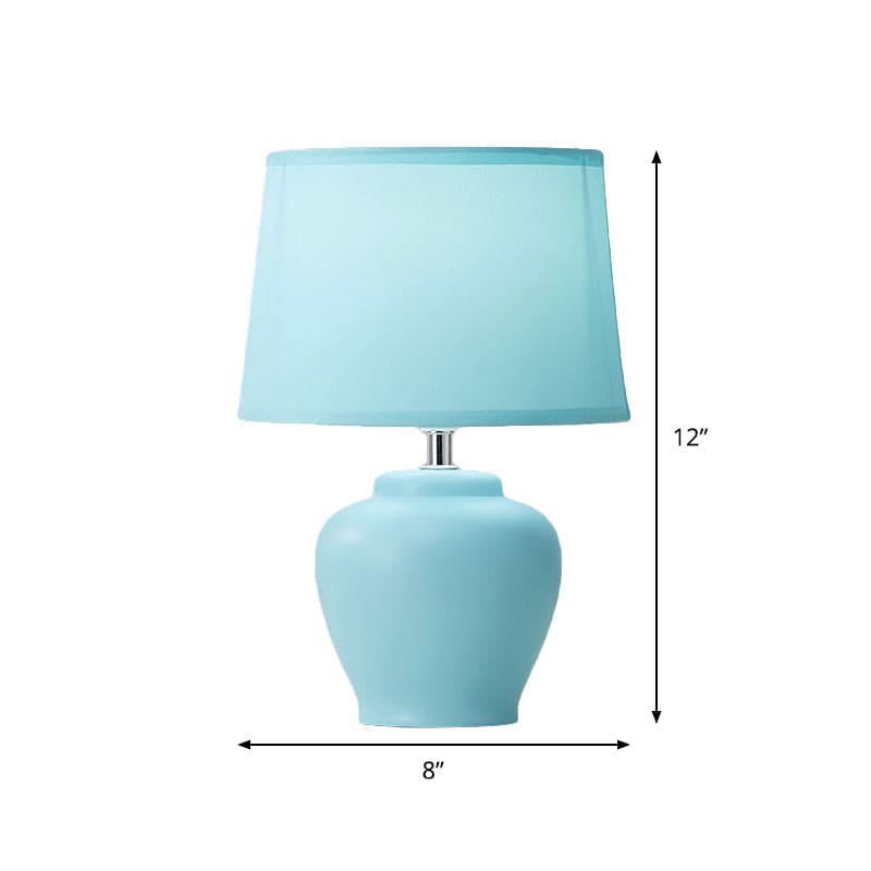 Floroux – Vase en céramique nordique Lampe avec abat-jour en tissu conique