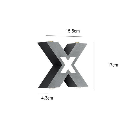 Applique LED étanche moderne en forme de X avec 4 lumières pour extérieur