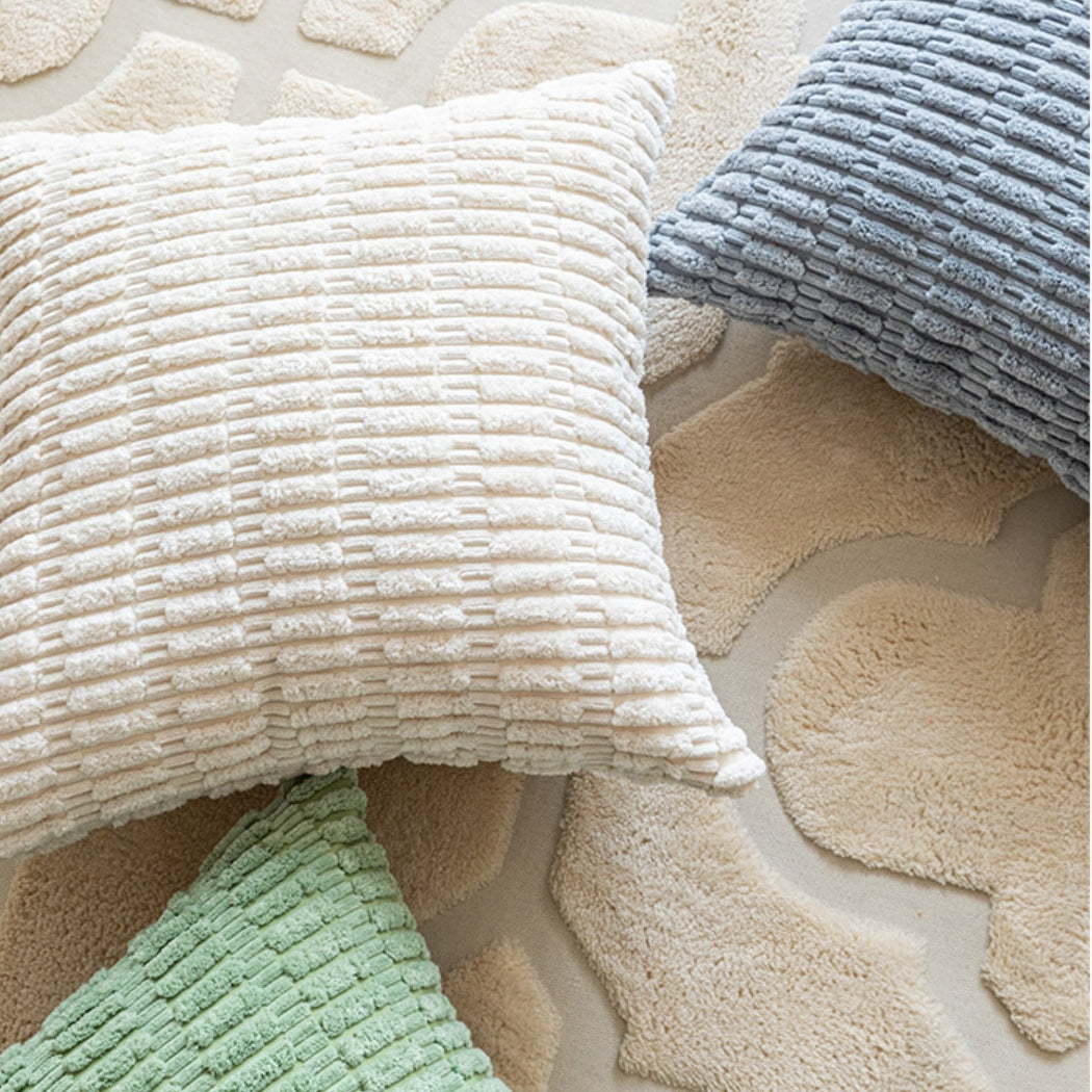 Coussin en velours côtelé rayé dimensionnel