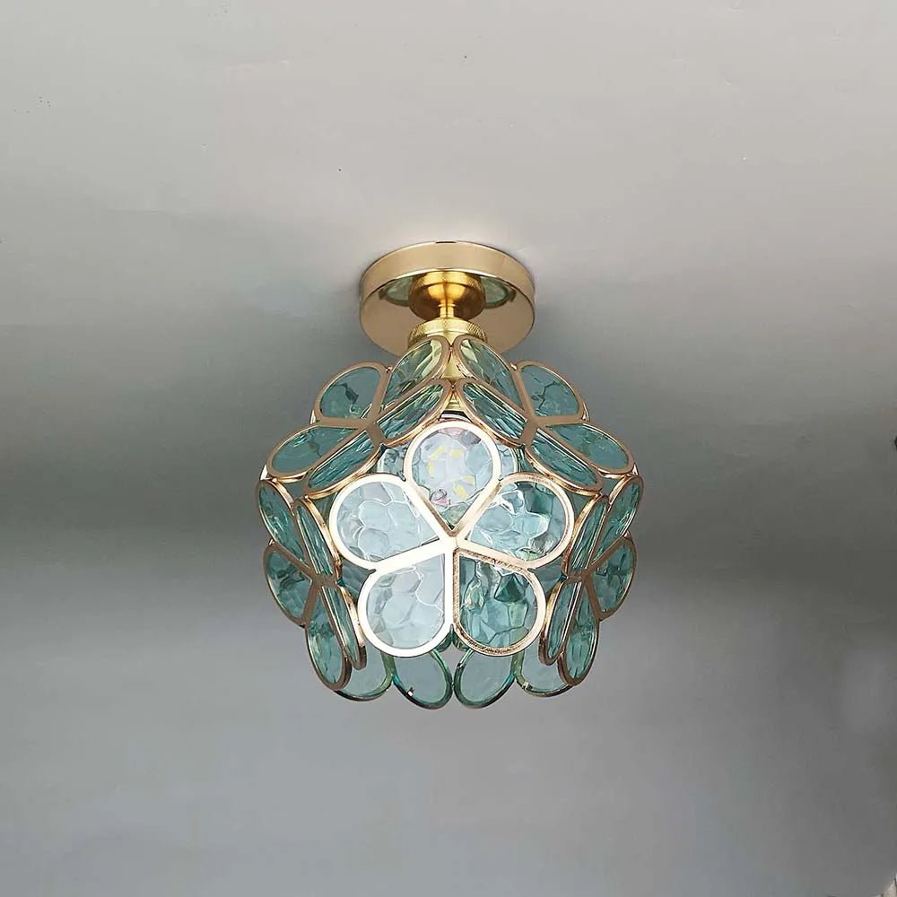 BloemLicht - Élégante lampe suspendue en verre avec motif floral