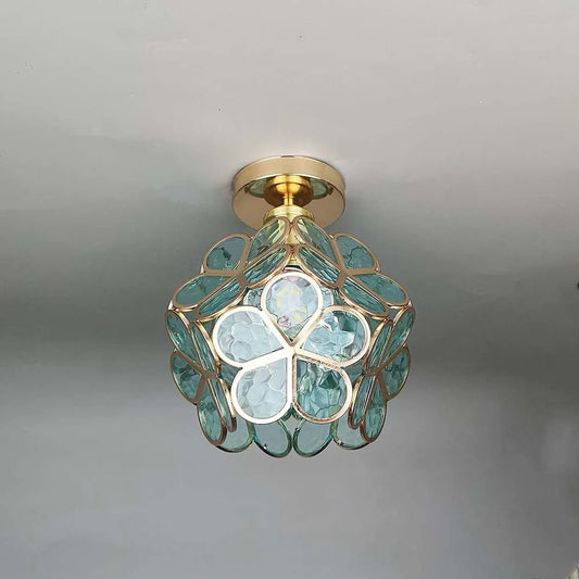 BloemLicht - Élégante lampe suspendue en verre avec motif floral