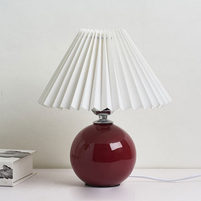Floroux Pleated Design Table Lamp | Ceramic Base | Ambient Light | Minimalist Design | Interior Decorator