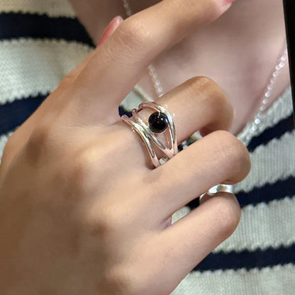 Bague multiligne onyx noir élégante Arden