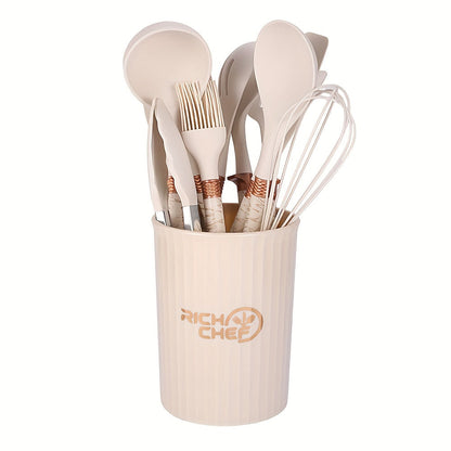 Premium Cooking - Plaisir de cuisiner avec le lot d'ustensiles de cuisine en silicone élégant