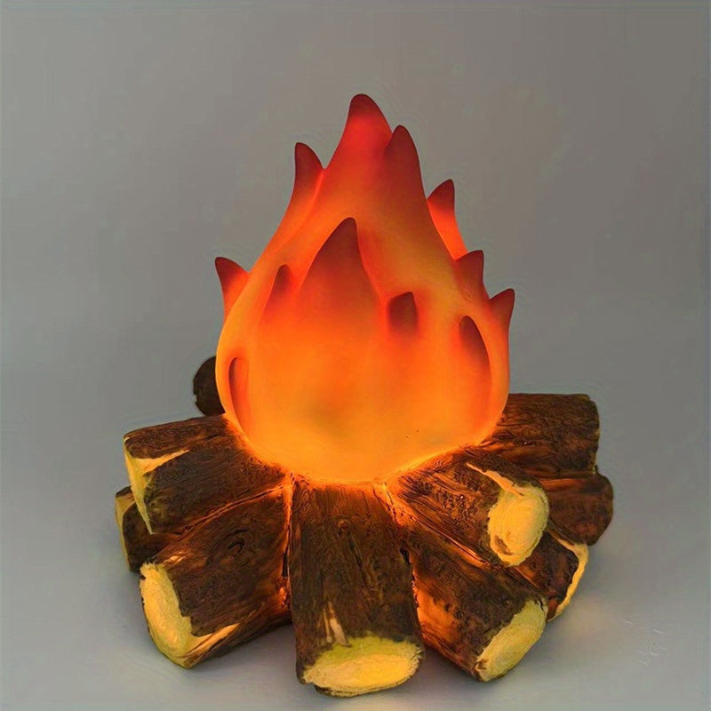 Bon Fire LED Résine Simulation Charbon Flamme Lampe - Alimenté par Batterie Décoration Festive