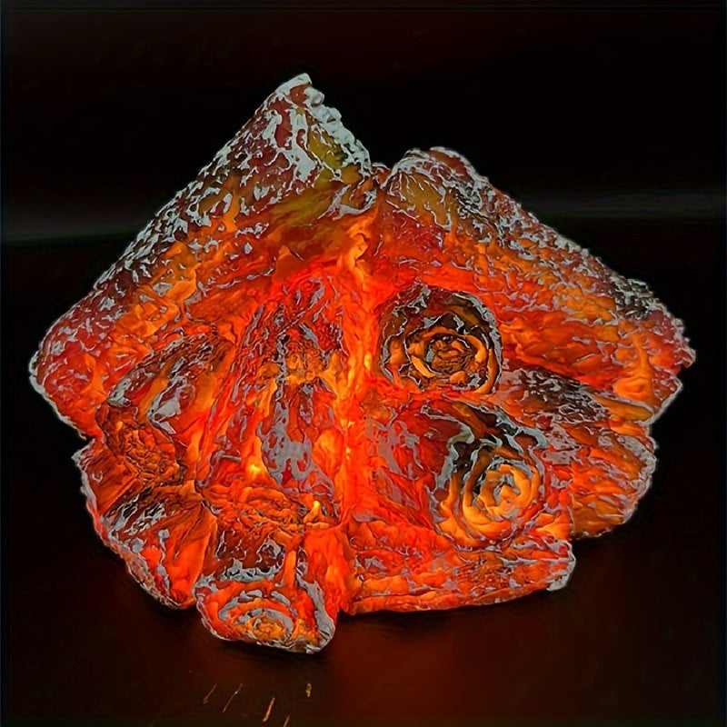 Bon Fire LED Résine Simulation Charbon Flamme Lampe - Fonctionne sur Piles Décoration Festive