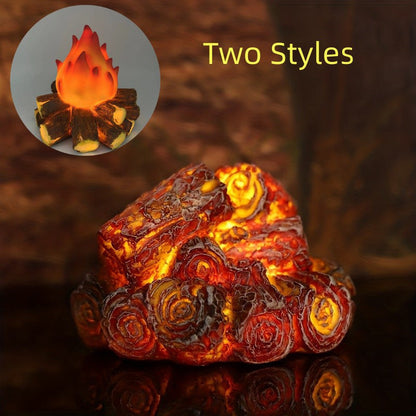 Bon Fire LED Résine Simulation Charbon Flamme Lampe - Alimenté par Batterie Décoration Festive