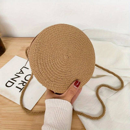BellaRound Bag - Sac à bandoulière en paille ronde élégante