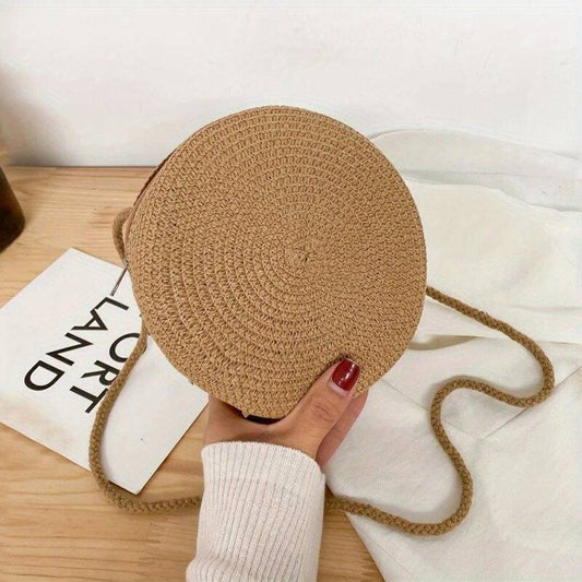 BellaRound Bag - Sac à bandoulière en paille ronde élégante