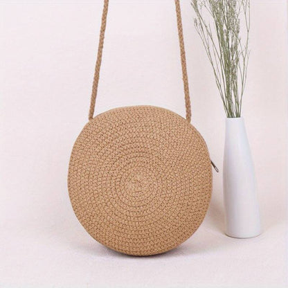 BellaRound Bag - Sac à bandoulière en paille ronde élégante