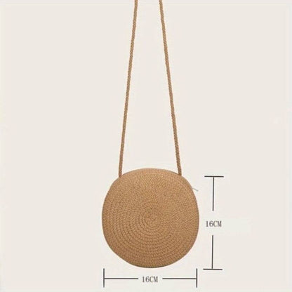BellaRound Bag - Sac à bandoulière en paille ronde élégante