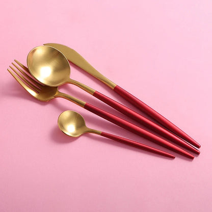 Set de couverts de 24 pièces maroon or