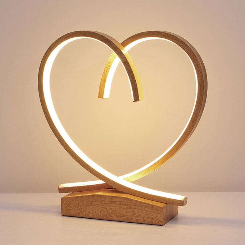 Floroux – Lampe de chevet charmante en bois avec design en cœur