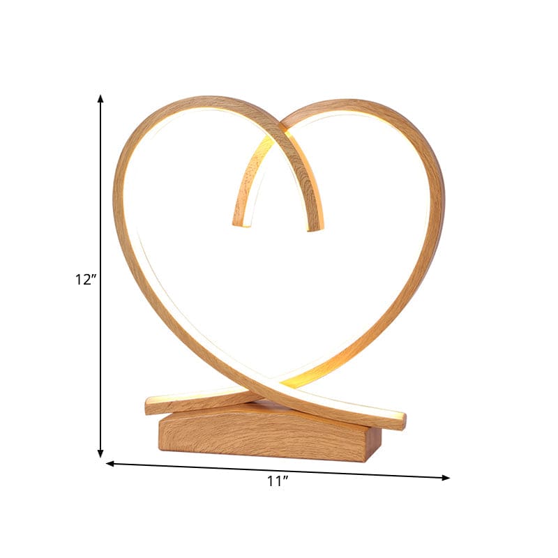 Floroux – Lampe de chevet charmante en bois avec design en cœur