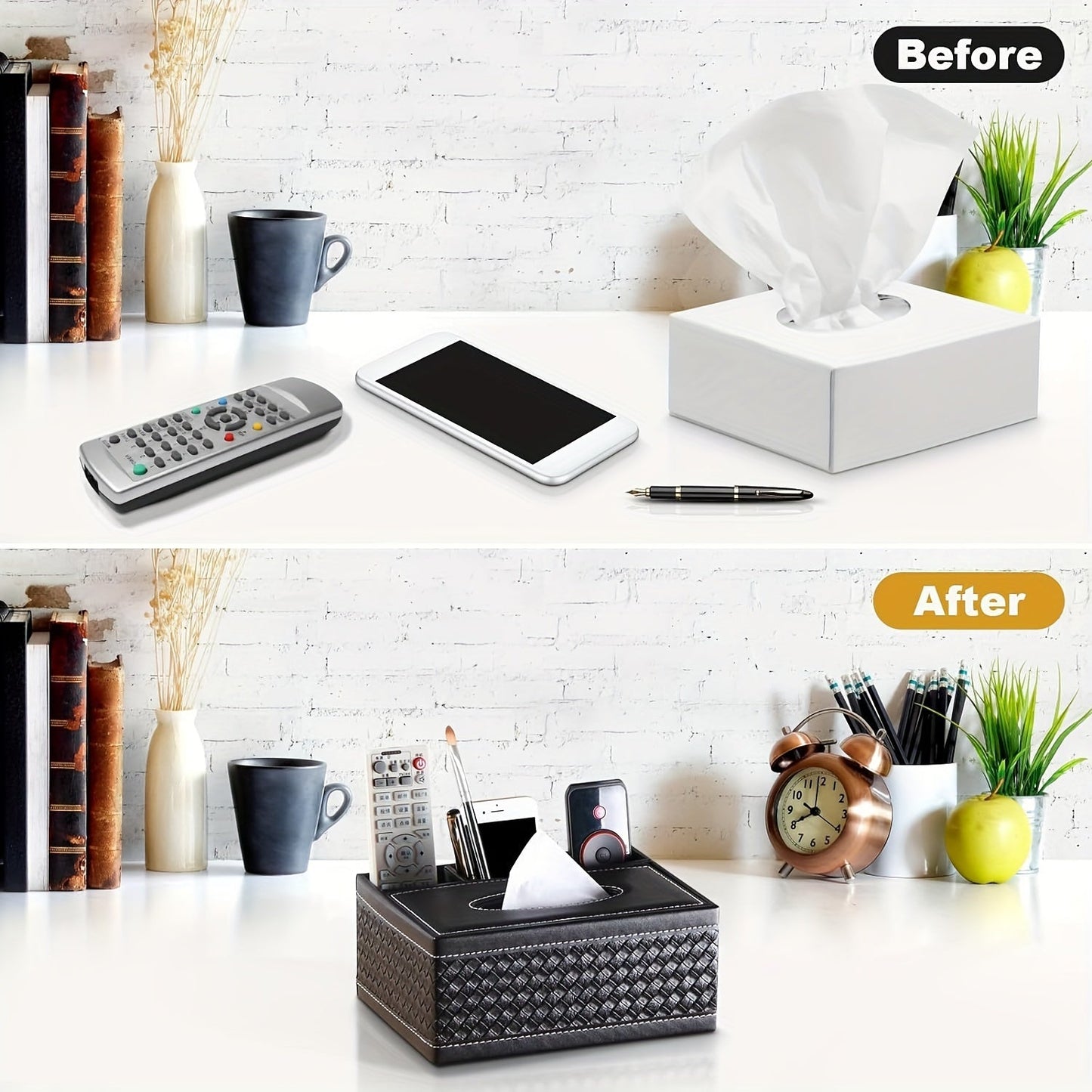 Chic Organizer - Boîte de rangement en cuir artificiel de luxe avec 4 compartiments