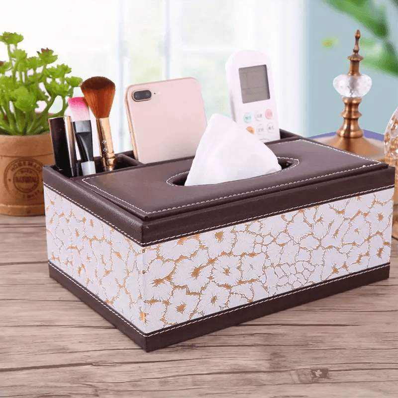 Chic Organizer - Boîte de rangement en cuir artificiel de luxe avec 4 compartiments