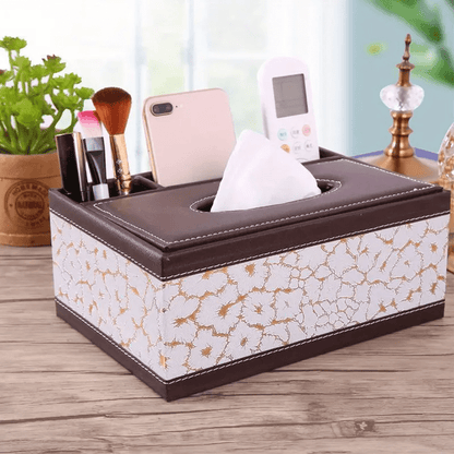 Chic Organizer - Boîte de rangement en cuir artificiel de luxe avec 4 compartiments