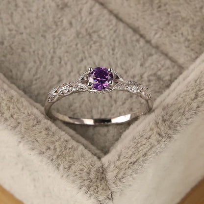 Anneau minimaliste élégant en améthyste et zircon - Nova