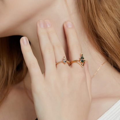 Ensemble de Bijoux Élégant en Moosagaat et Zircon Blanc - Lana