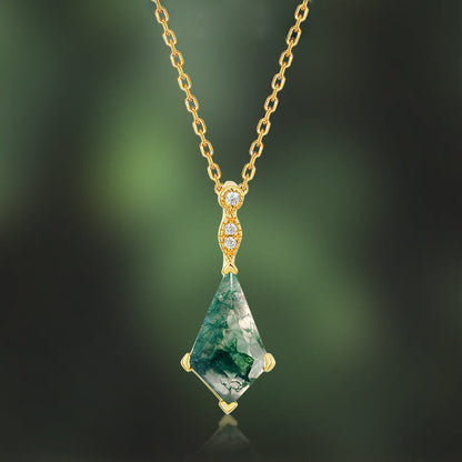 Ensemble de Bijoux Élégant en Moosagaat et Zircon Blanc - Lana