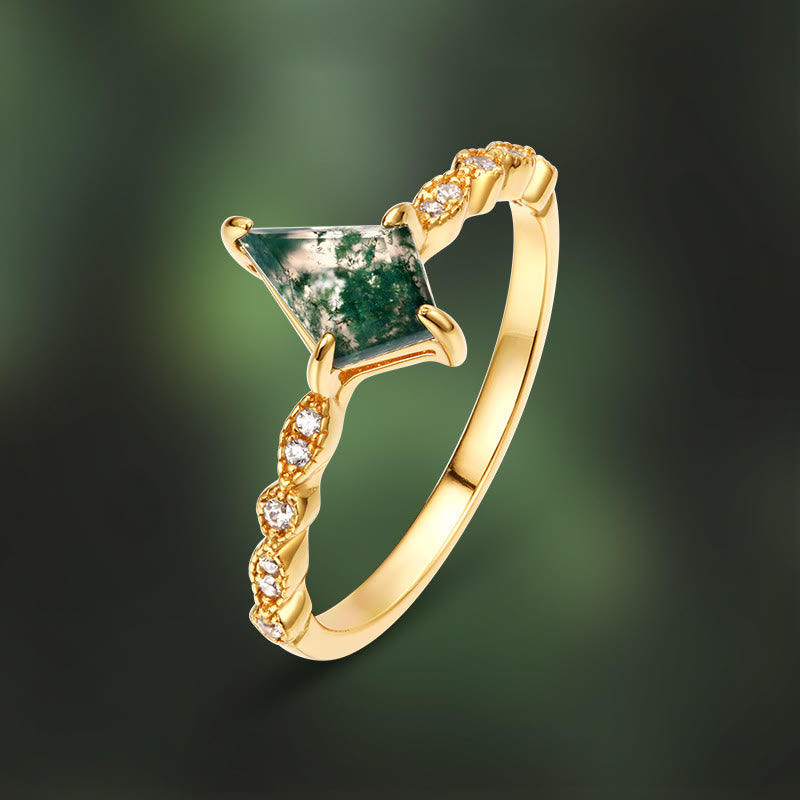 Ensemble de Bijoux Élégant en Moosagaat et Zircon Blanc - Lana