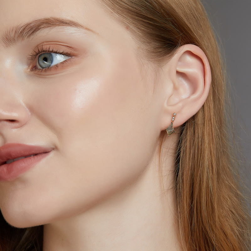 Ensemble de Bijoux Élégant en Moosagaat et Zircon Blanc - Lana