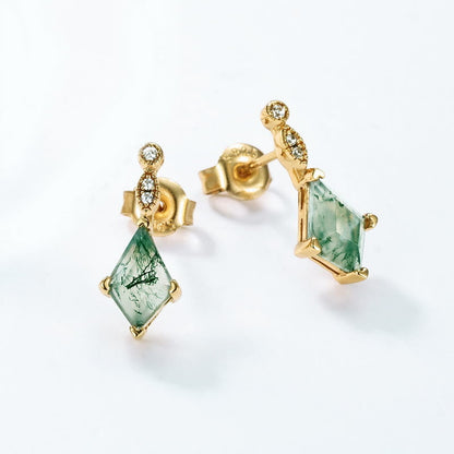 Ensemble de Bijoux Élégant en Moosagaat et Zircon Blanc - Lana