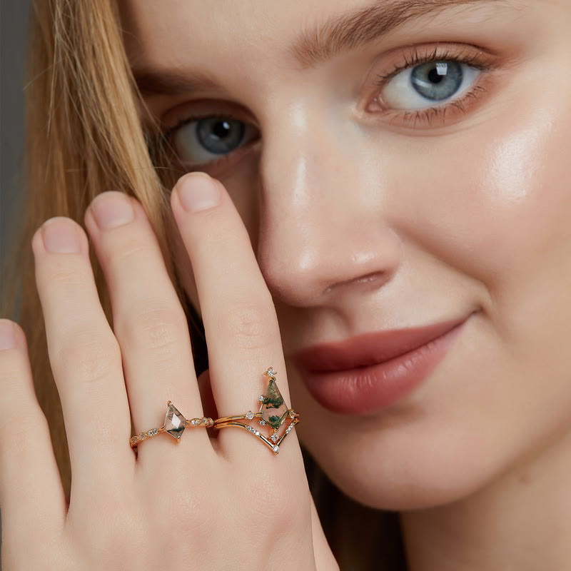 Ensemble de Bijoux Élégant en Moosagaat et Zircon Blanc - Lana