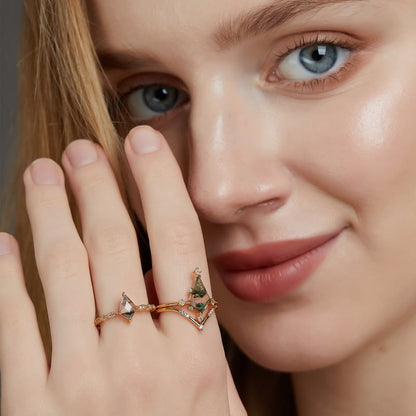 Ensemble de Bijoux Élégant en Moosagaat et Zircon Blanc - Lana