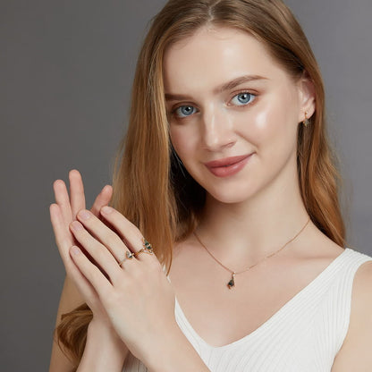 Ensemble de Bijoux Élégant en Moosagaat et Zircon Blanc - Lana